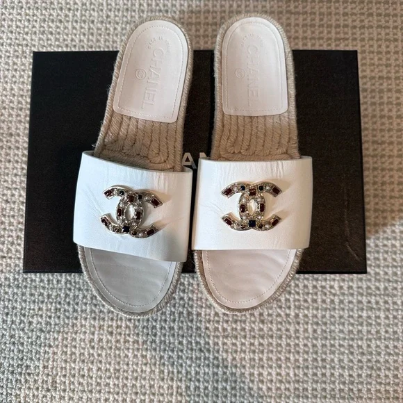 Brand New Never Worn Chanel Stud Encrusted Slides - Picture 2 of 8